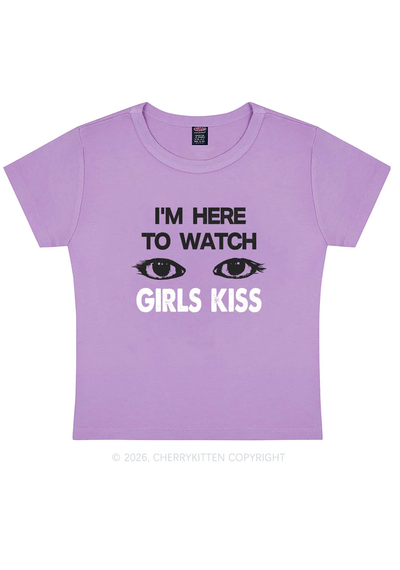 Im Here To Watch Girls Kiss Pride Y2K Baby Tee Cherrykitten