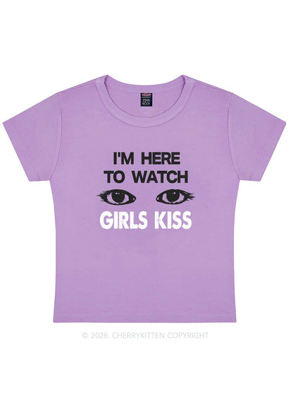 Im Here To Watch Girls Kiss Pride Y2K Baby Tee Cherrykitten