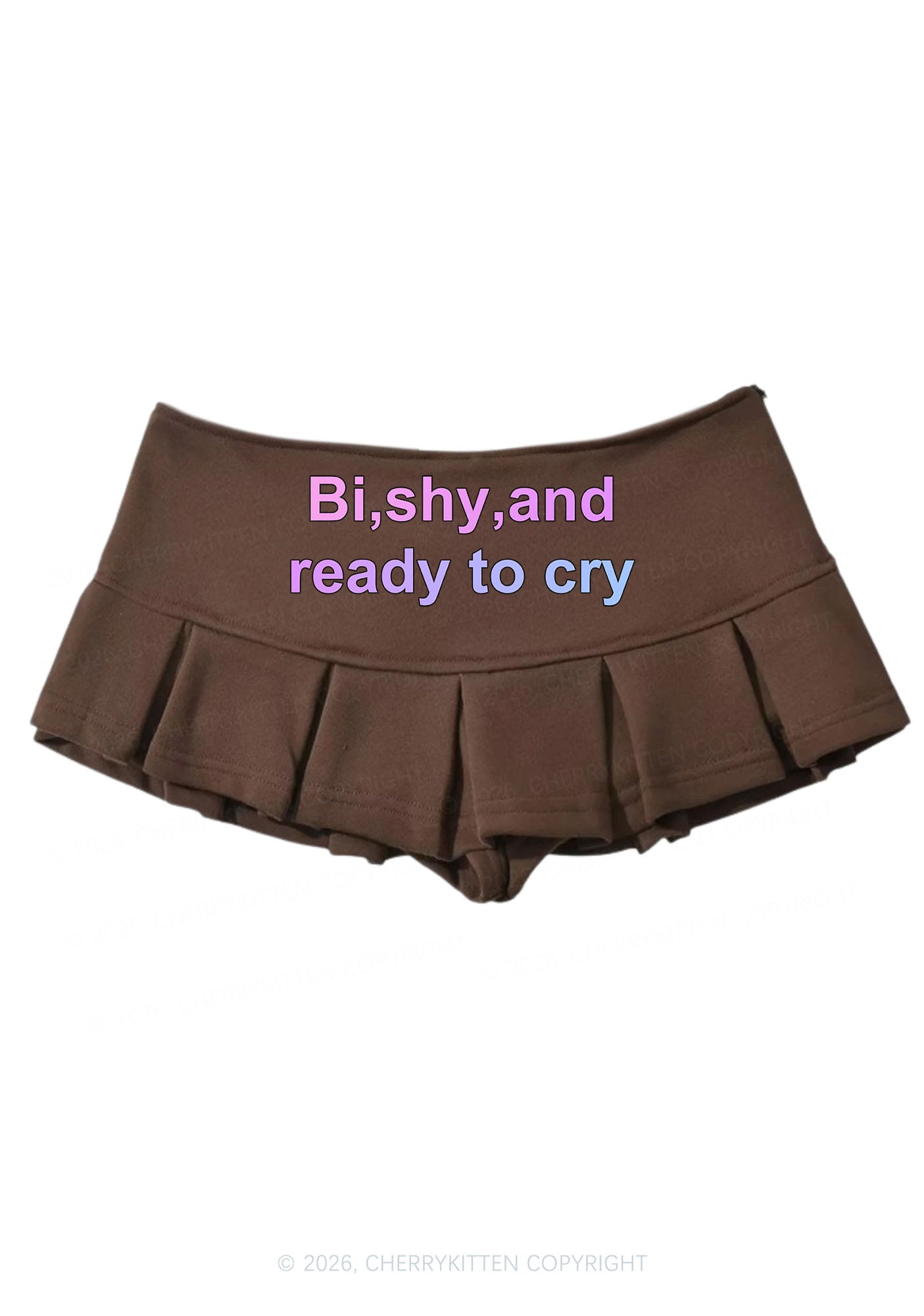 Bi Shy And Ready To Cry Pride Y2K Mini Pleated Skirts Cherrykitten