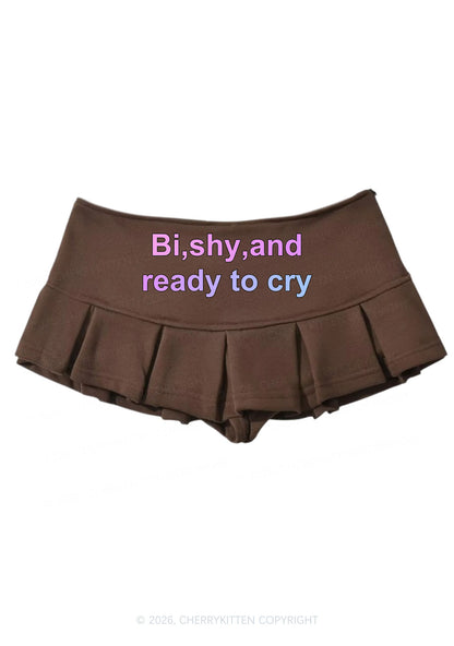 Bi Shy And Ready To Cry Pride Y2K Mini Pleated Skirts Cherrykitten