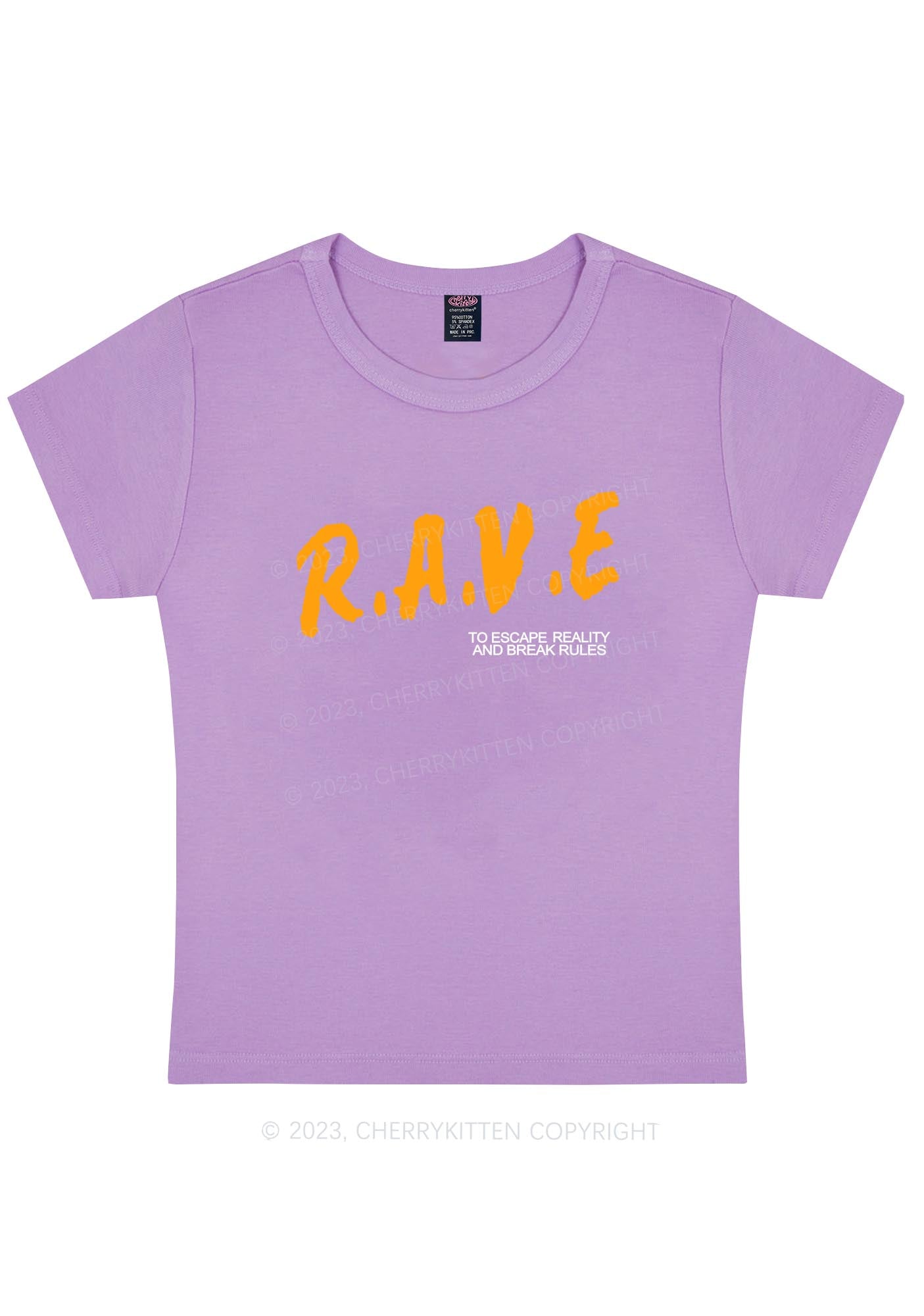 Curvy Rave To Escape Reality Y2K Baby Tee Cherrykitten