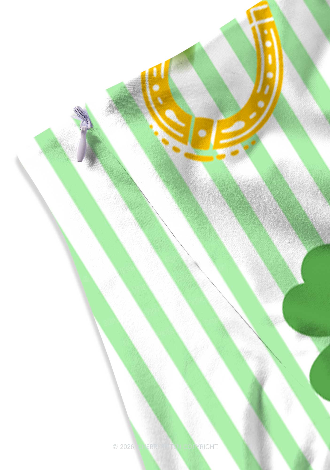 Green Stripe Clover Horseshoe St Patricks Y2K Print Mini Skirt Cherrykitten