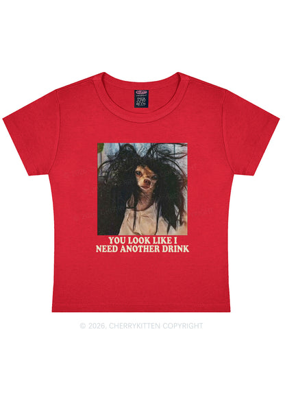 You Look Like I Need Another Drink Y2K Baby Tee Cherrykitten