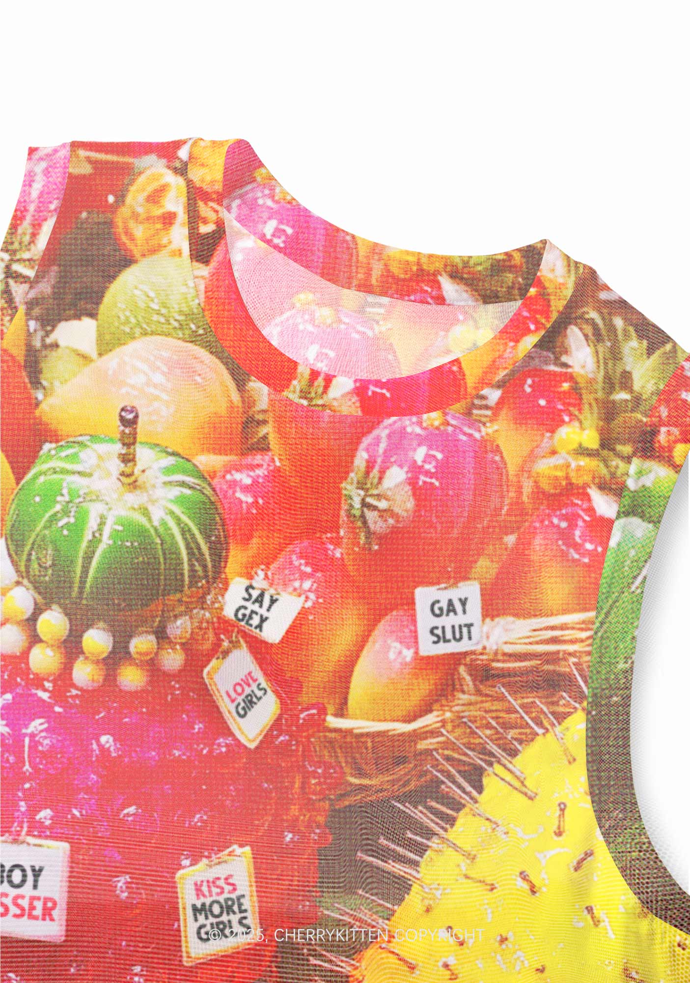 Various Fruits Pride Y2K Mesh Muscle Tank Cherrykitten