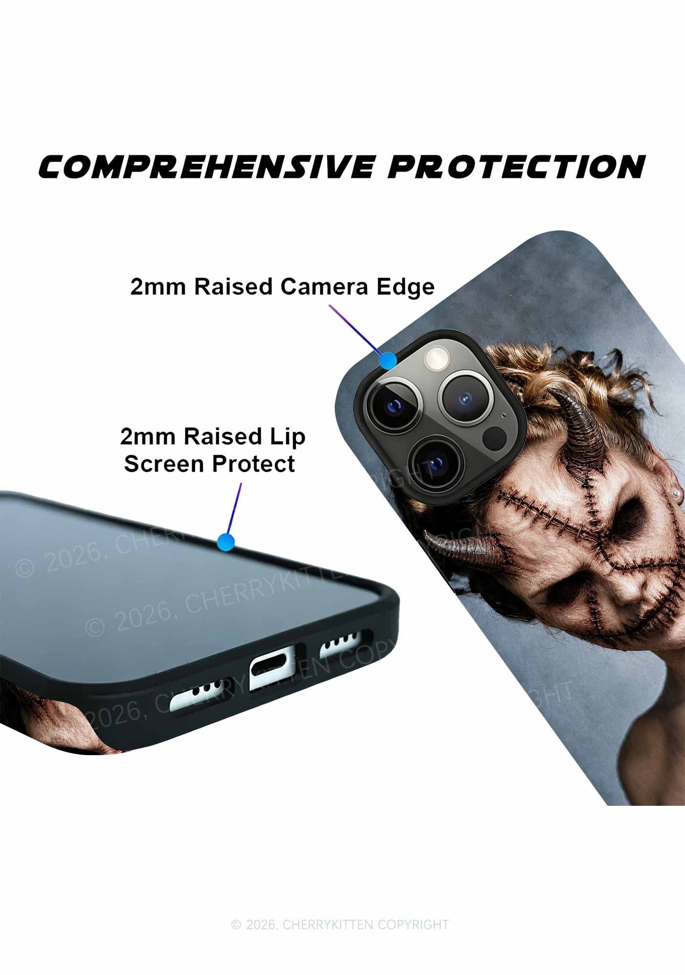 Halloween Scar Horned Demon Woman Y2K Phone Case Cherrykitten