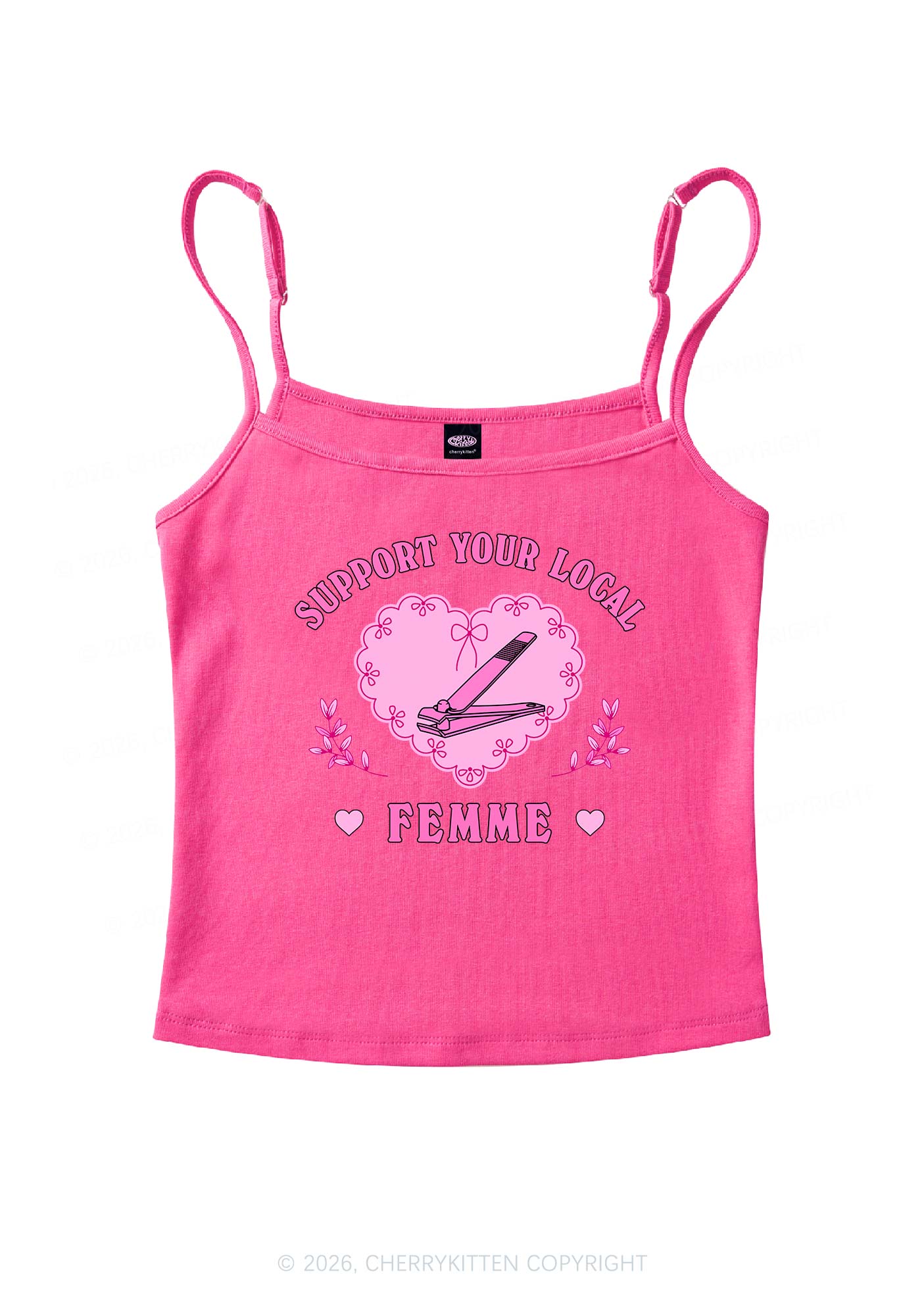 Support Your Local Femme Pride Y2K Spaghetti Strap Cami Cherrykitten