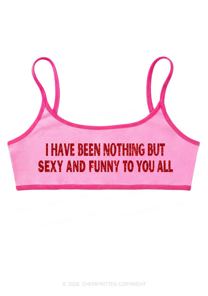 Glitter I Have Been Funny Y2K Super Crop Cami Cherrykitten
