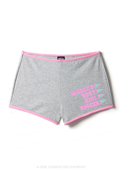 Worlds Best Girl Kisser Pride Y2K Booty Shorts Cherrykitten