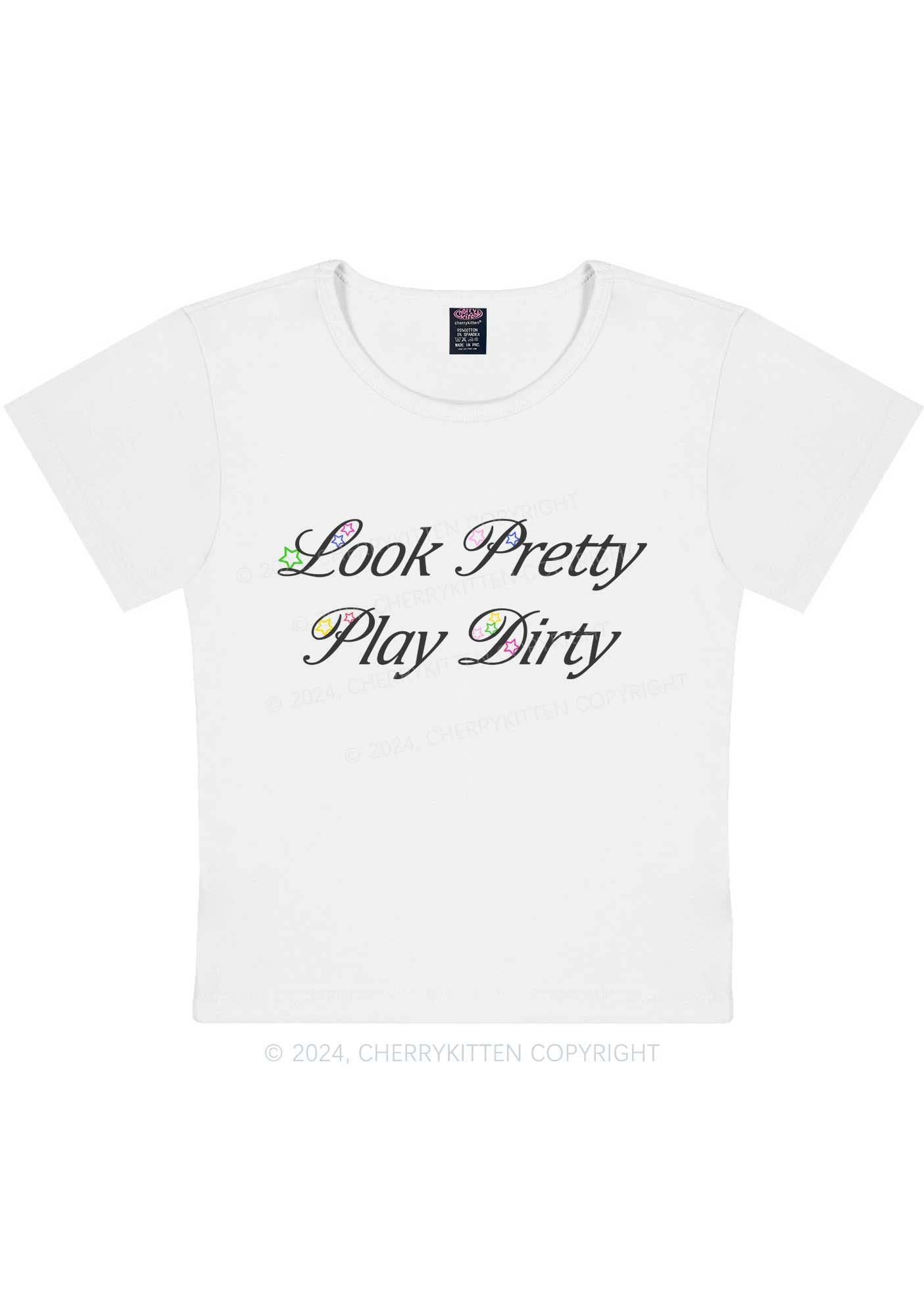 Look Pretty Play Dirty Y2K Baby Tee Cherrykitten