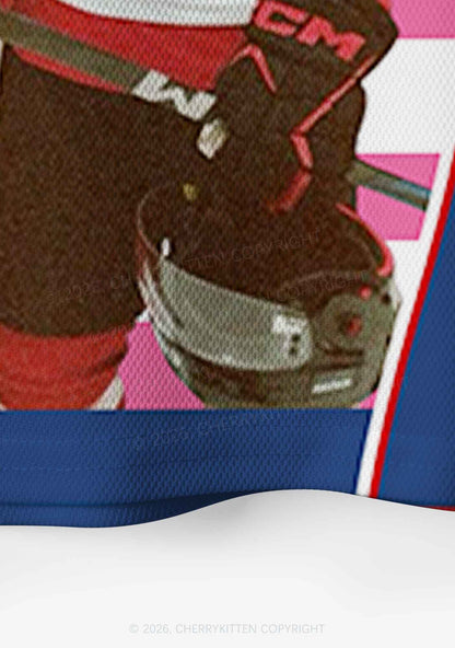 Retro Blue Kissing HR Y2K Crop Sport Jersey Shirts Cherrykitten