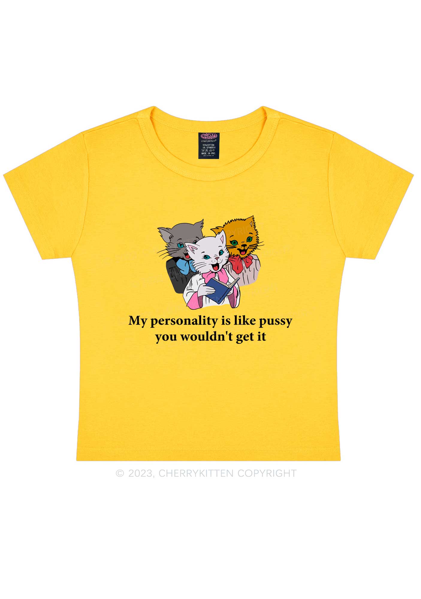 Personality Like Puxxy Y2K Baby Tee Cherrykitten