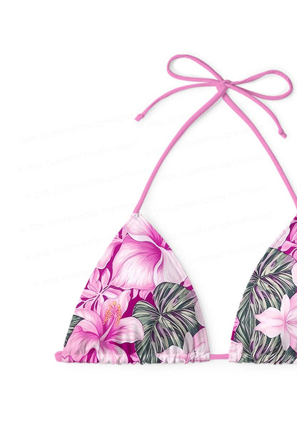 Purple Blossoms Y2K Print Bikini Set Cherrykitten