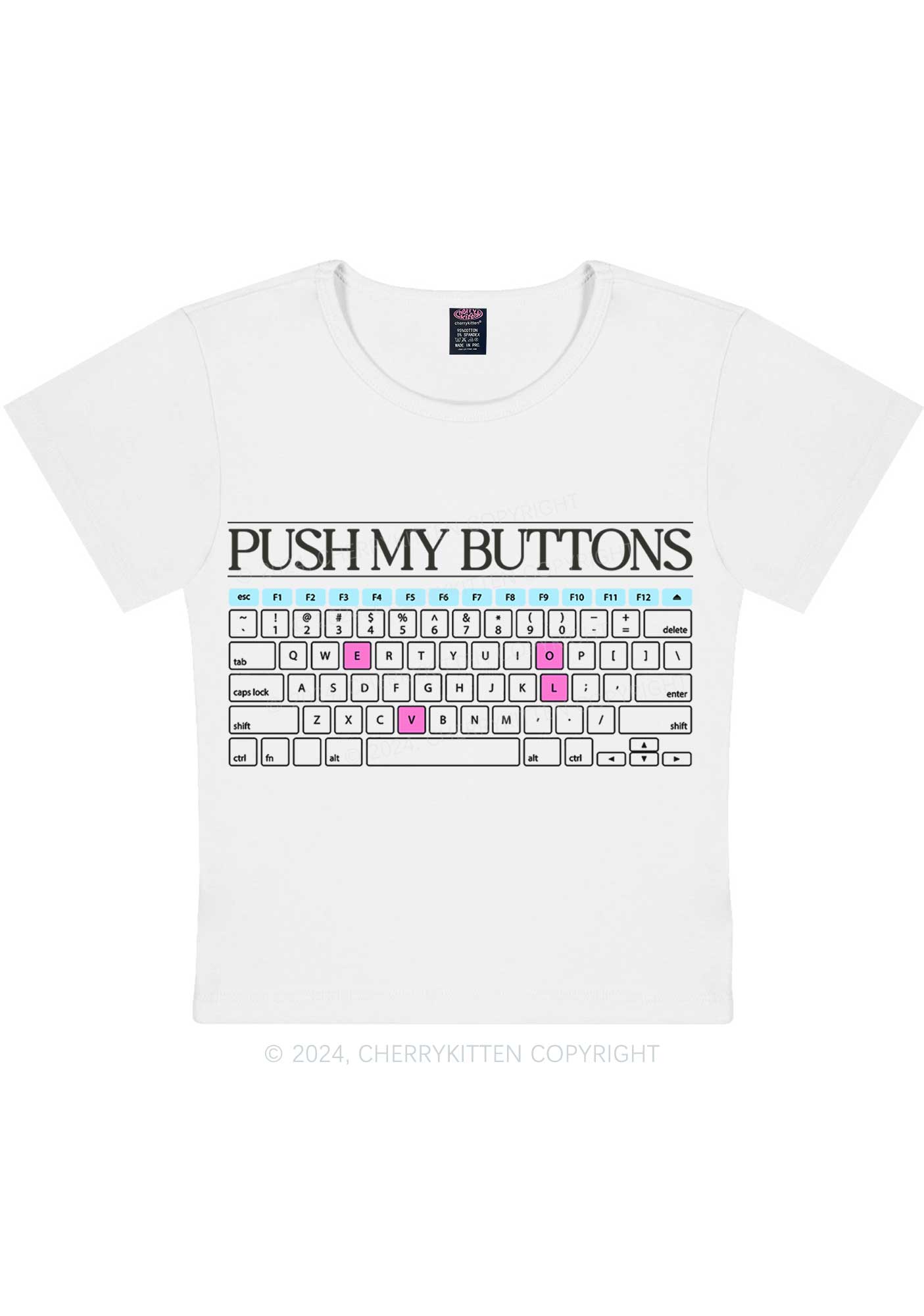 Push My Buttons Y2K Baby Tee Cherrykitten