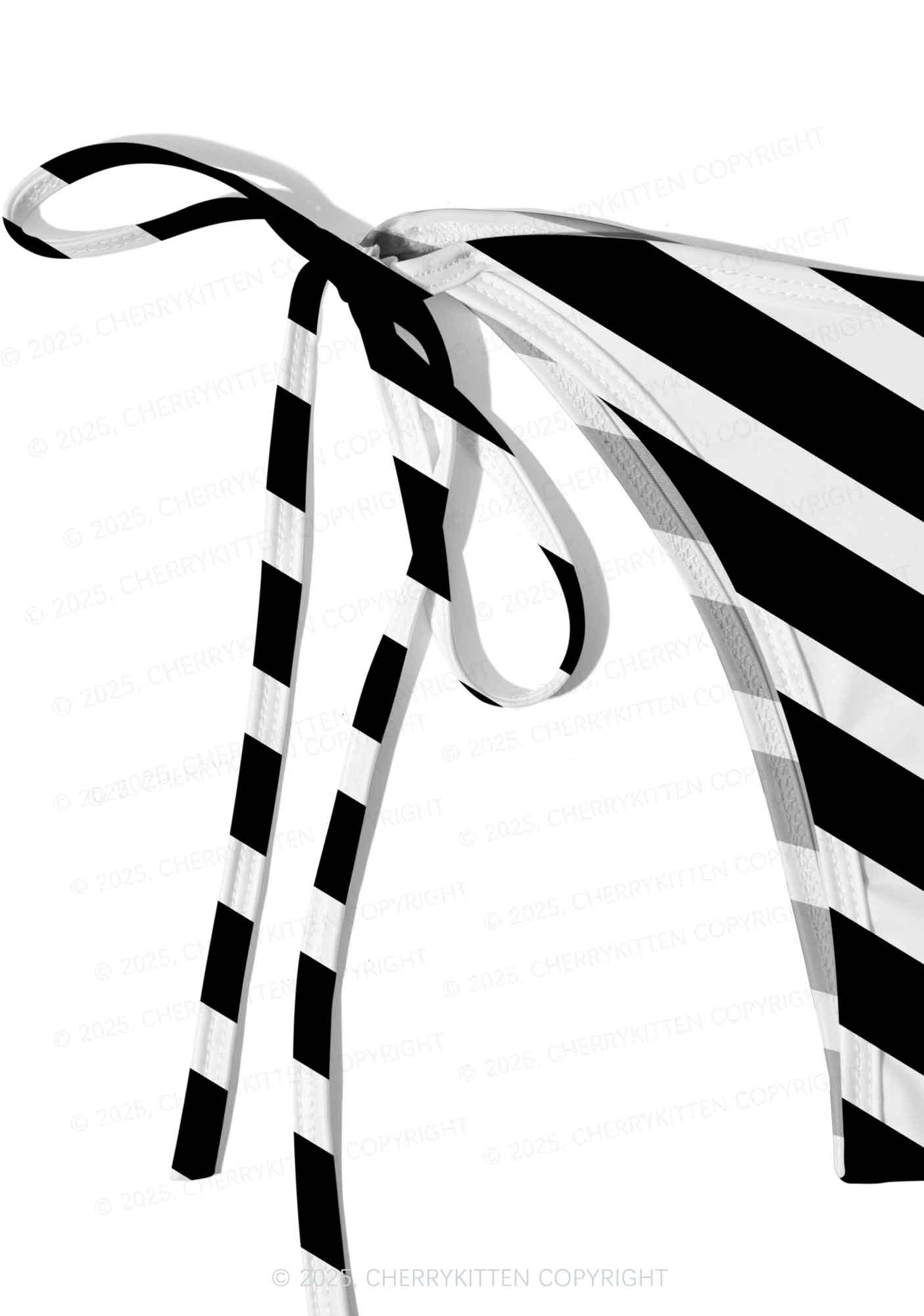 Black And White Stripes Y2K Print Bikini Set Cherrykitten