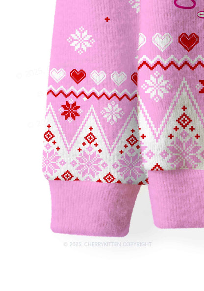 Pink Daddy I Love Him Y2K Christmas Knit Sweatshirt Cherrykitten