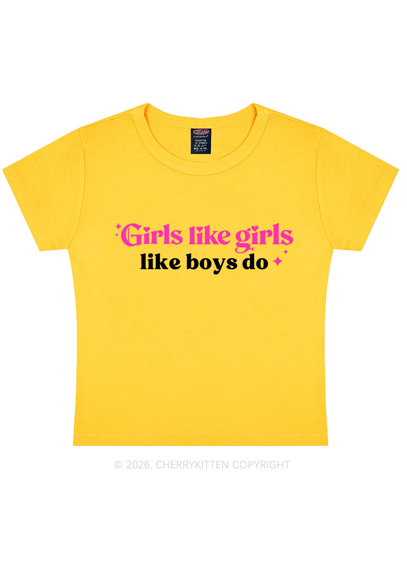 Girls Like Girls Like Boys Do Pride Y2K Baby Tee Cherrykitten