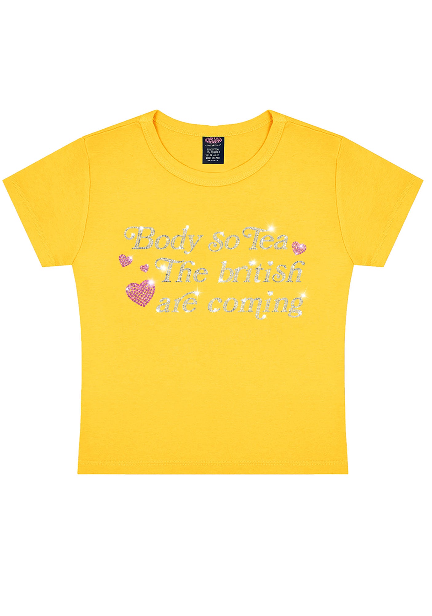 Rhinestone Body So Tea Y2K Baby Tee Cherrykitten