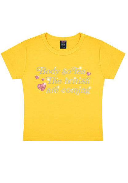 Rhinestone Body So Tea Y2K Baby Tee Cherrykitten