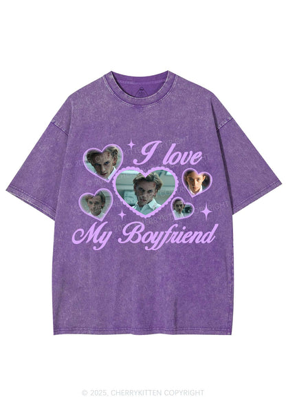 Love My Boyfriend Number One Y2K Shirts Washed Tee Cherrykitten