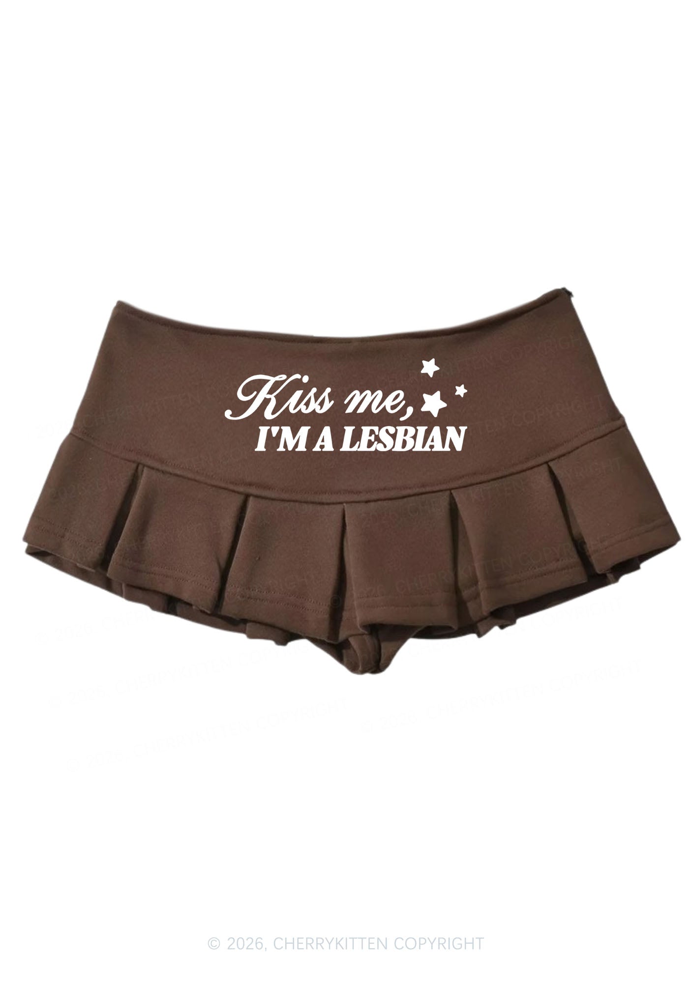 Kiss Me Im A Lesbian Pride Y2K Mini Pleated Skirts Cherrykitten