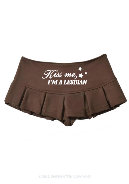 Kiss Me Im A Lesbian Pride Y2K Mini Pleated Skirts Cherrykitten