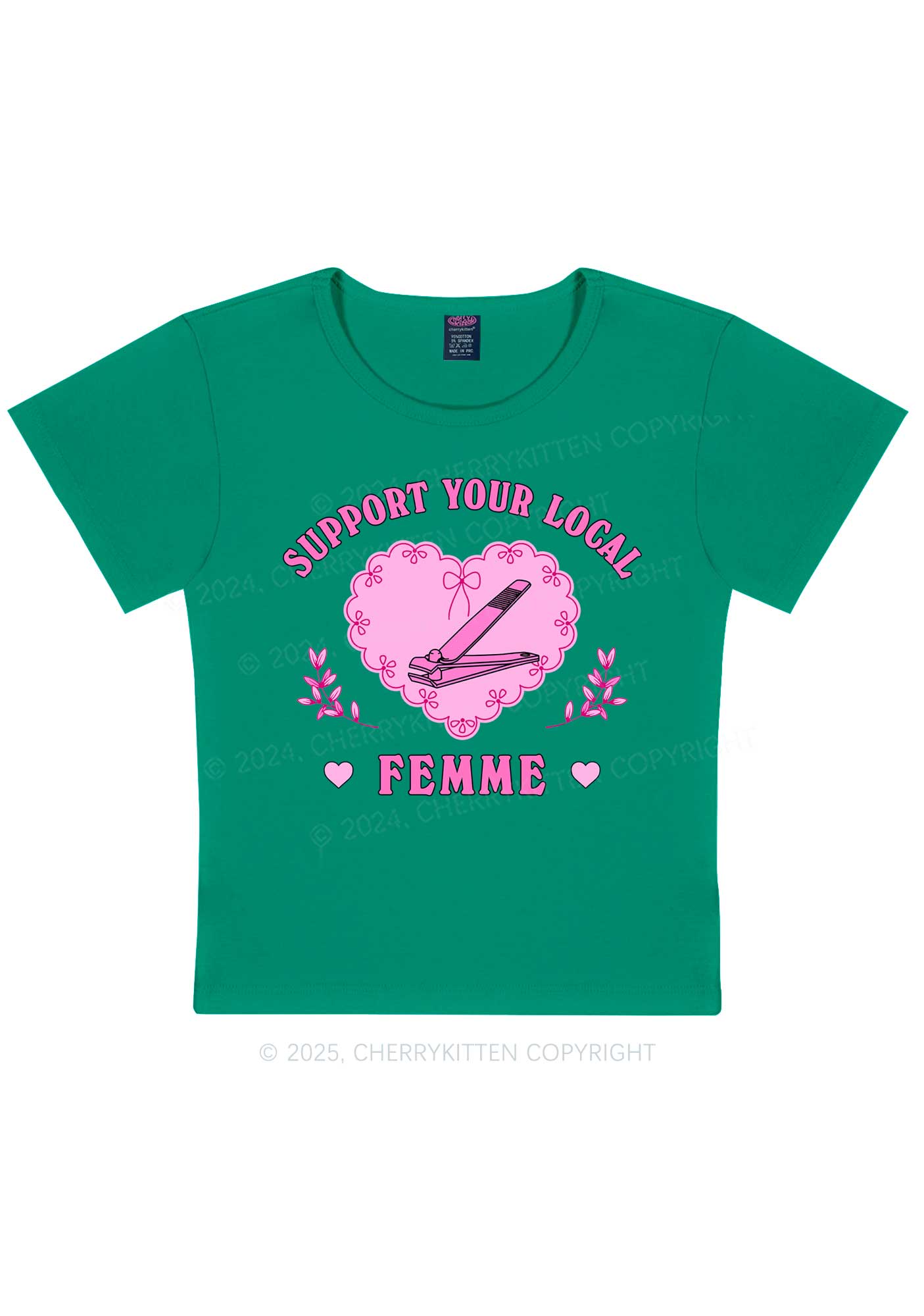 Support Your Local Femme Y2K Baby Tee Cherrykitten