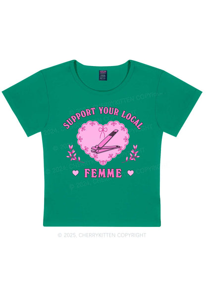 Support Your Local Femme Y2K Baby Tee Cherrykitten