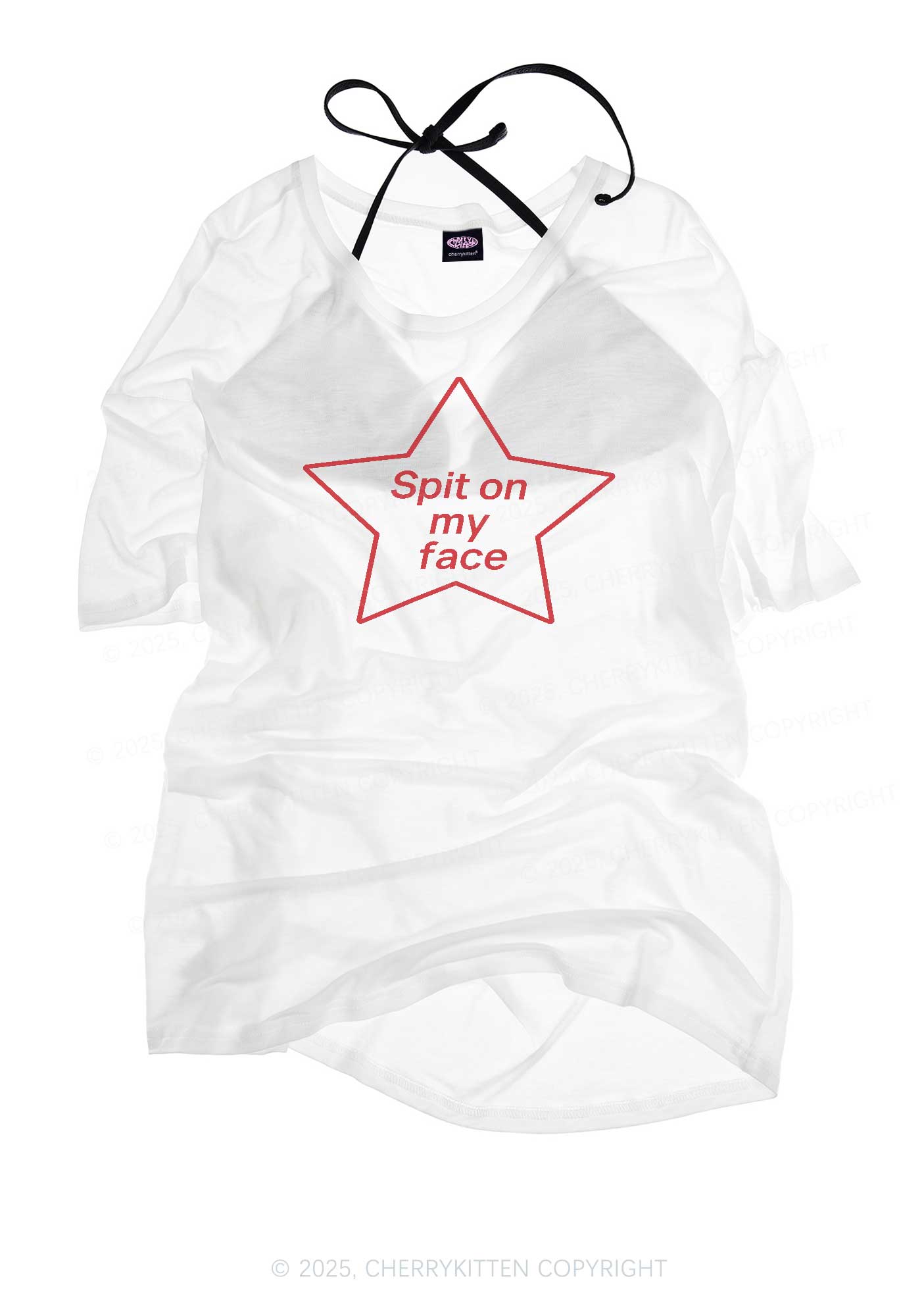 Spit On My Face Y2K Sheer Boyfriend Tee Cherrykitten