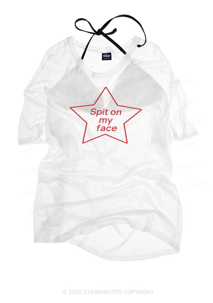 Spit On My Face Y2K Sheer Boyfriend Tee Cherrykitten