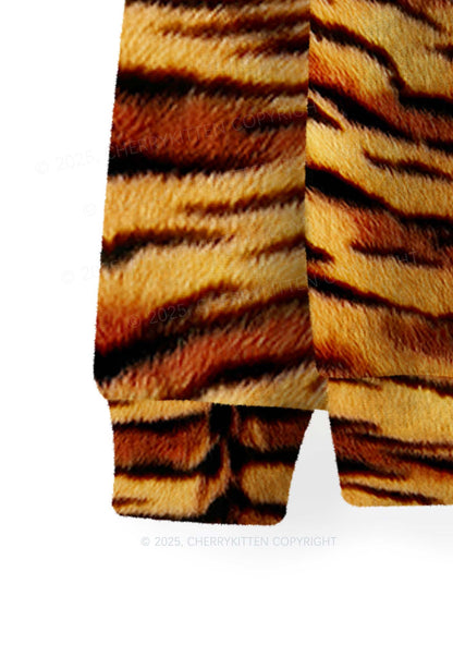 Wild Tiger Texture Y2K Christmas Knit Sweatshirt Cherrykitten