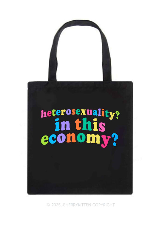 Heterosexuality In This Economy Pride Y2K Canvas Tote Bag Cherrykitten