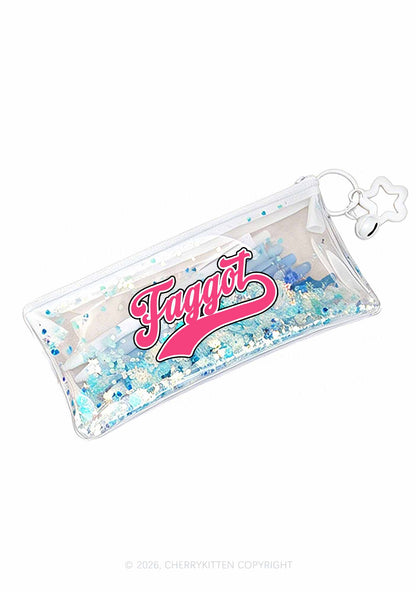 Pink Faggot Pride Y2K Quicksand Transparent Pencil Pouch Cherrykitten