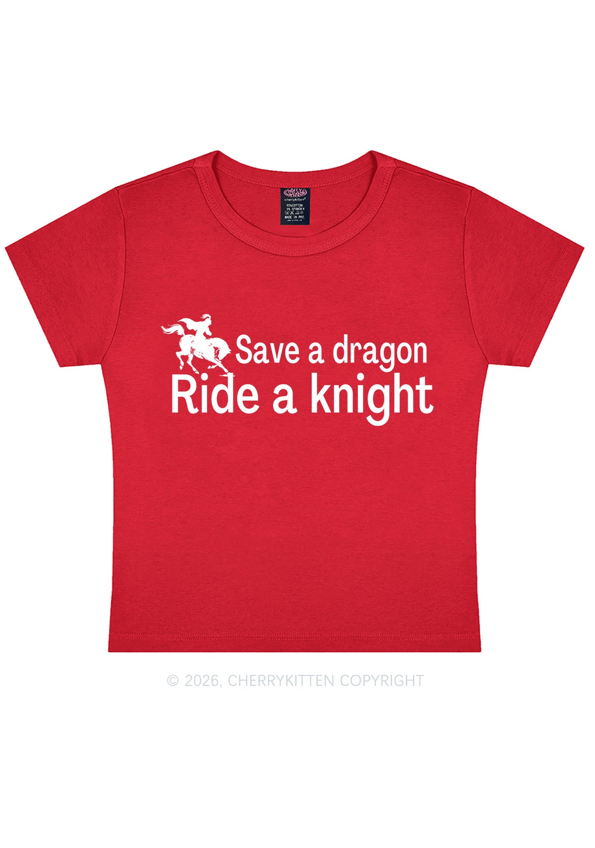 Save Dragon Ride Knight Y2K Baby Tee Cherrykitten