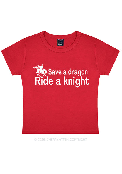 Save Dragon Ride Knight Y2K Baby Tee Cherrykitten