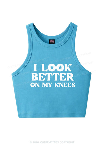 I Look Better On My Knees Y2K Crop Tank Top Cherrykitten