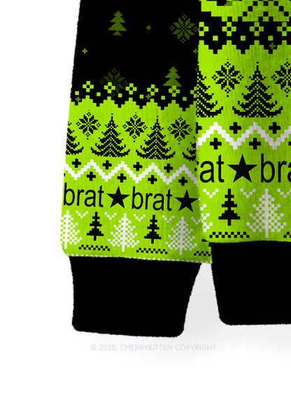 Christmas Is Brat Y2K Christmas Knit Sweatshirt Cherrykitten