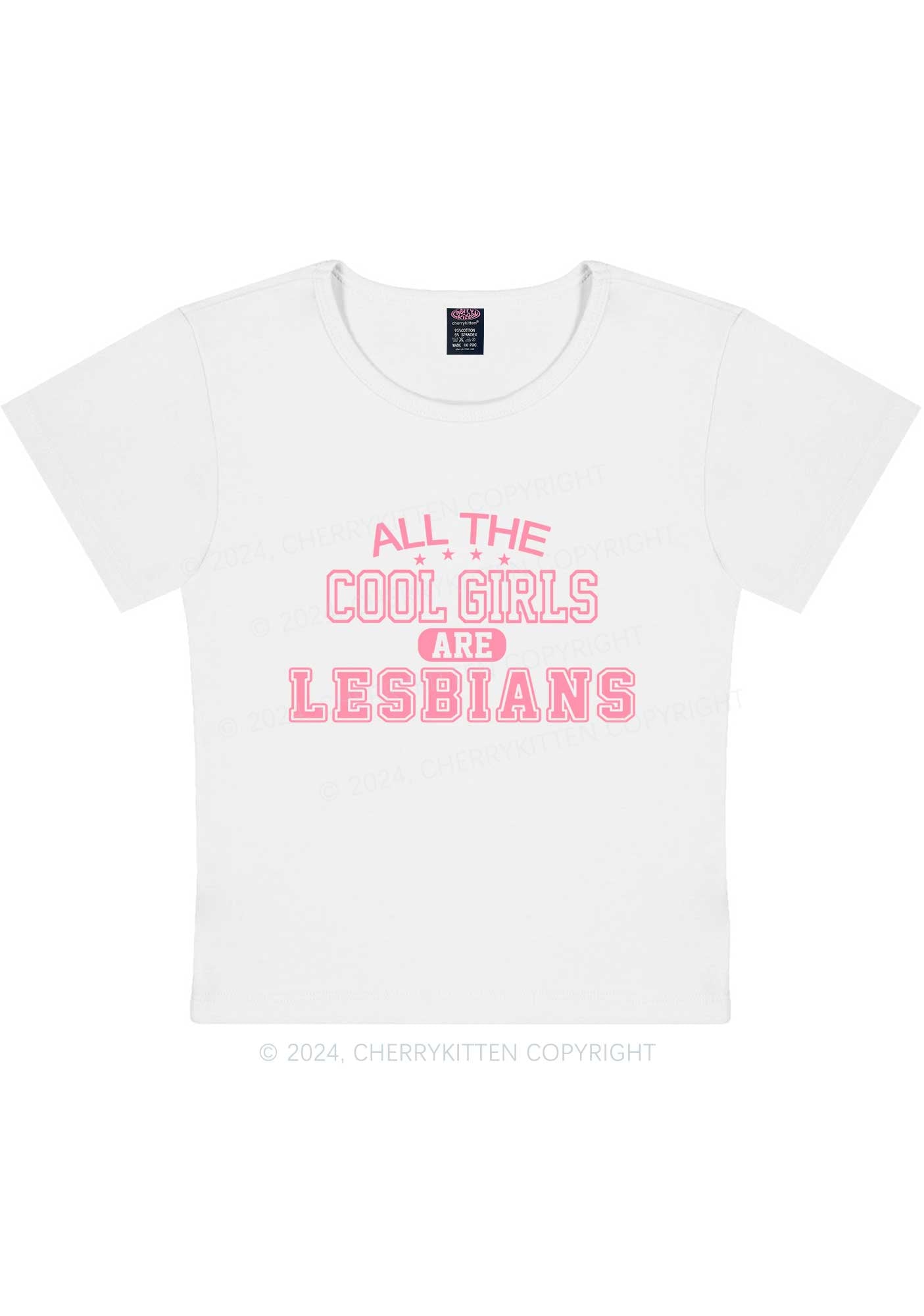 Curvy Cool Girls Are Lesbians Y2K Baby Tee Cherrykitten