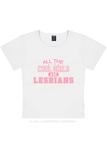Curvy Cool Girls Are Lesbians Y2K Baby Tee Cherrykitten