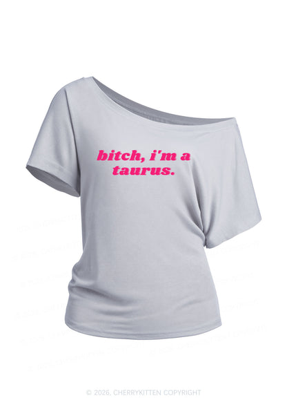 Bxtch Im A Custom Zodiac Y2K Off Shoulder Tee Cherrykitten