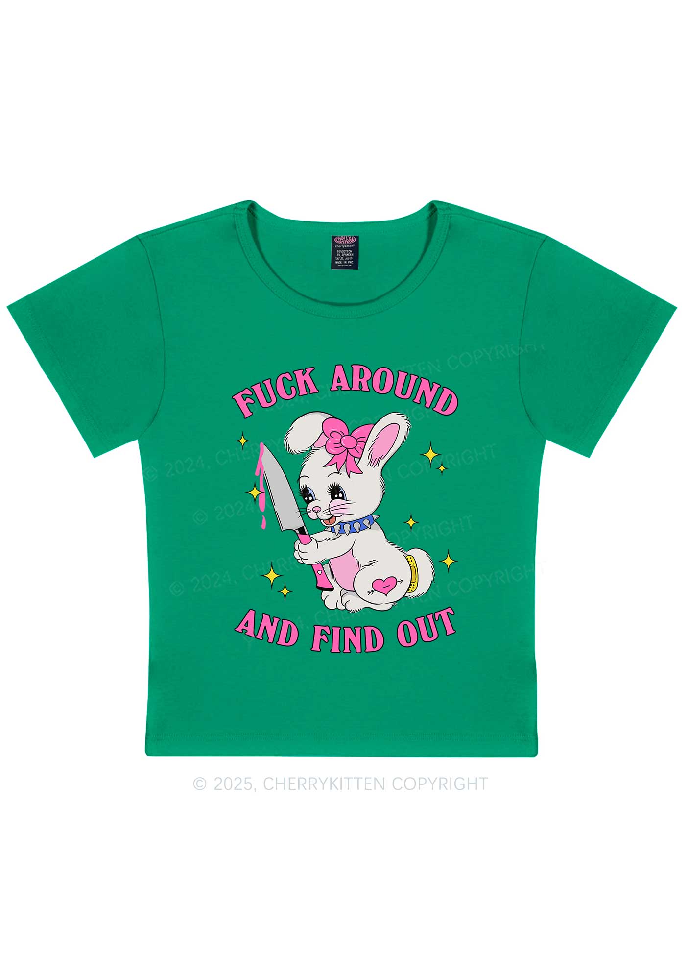 Fxxk Around Bunny Y2K Baby Tee Cherrykitten