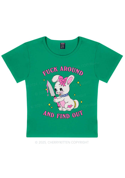 Fxxk Around Bunny Y2K Baby Tee Cherrykitten