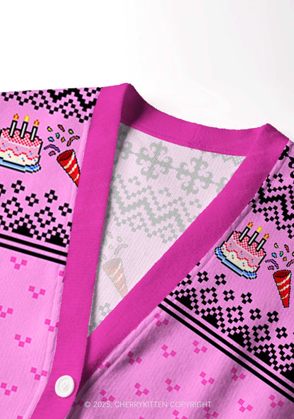 Jesus Birthday Y2K Christmas Cardigan Knit Sweatshirt Cherrykitten