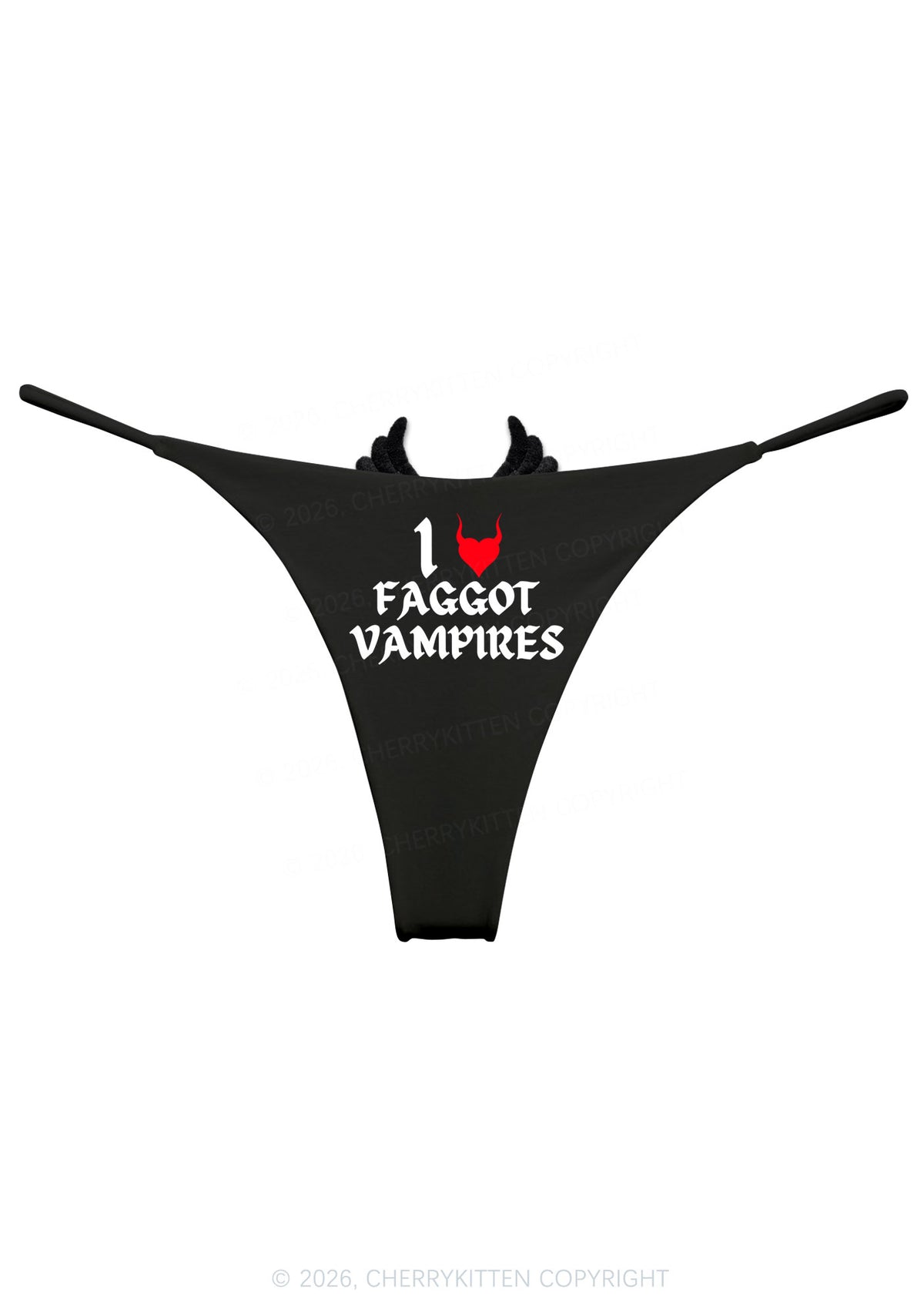 Halloween I Love Faggot Vampires Y2K Goth Angel Wings Bikini String Thong Cherrykitten