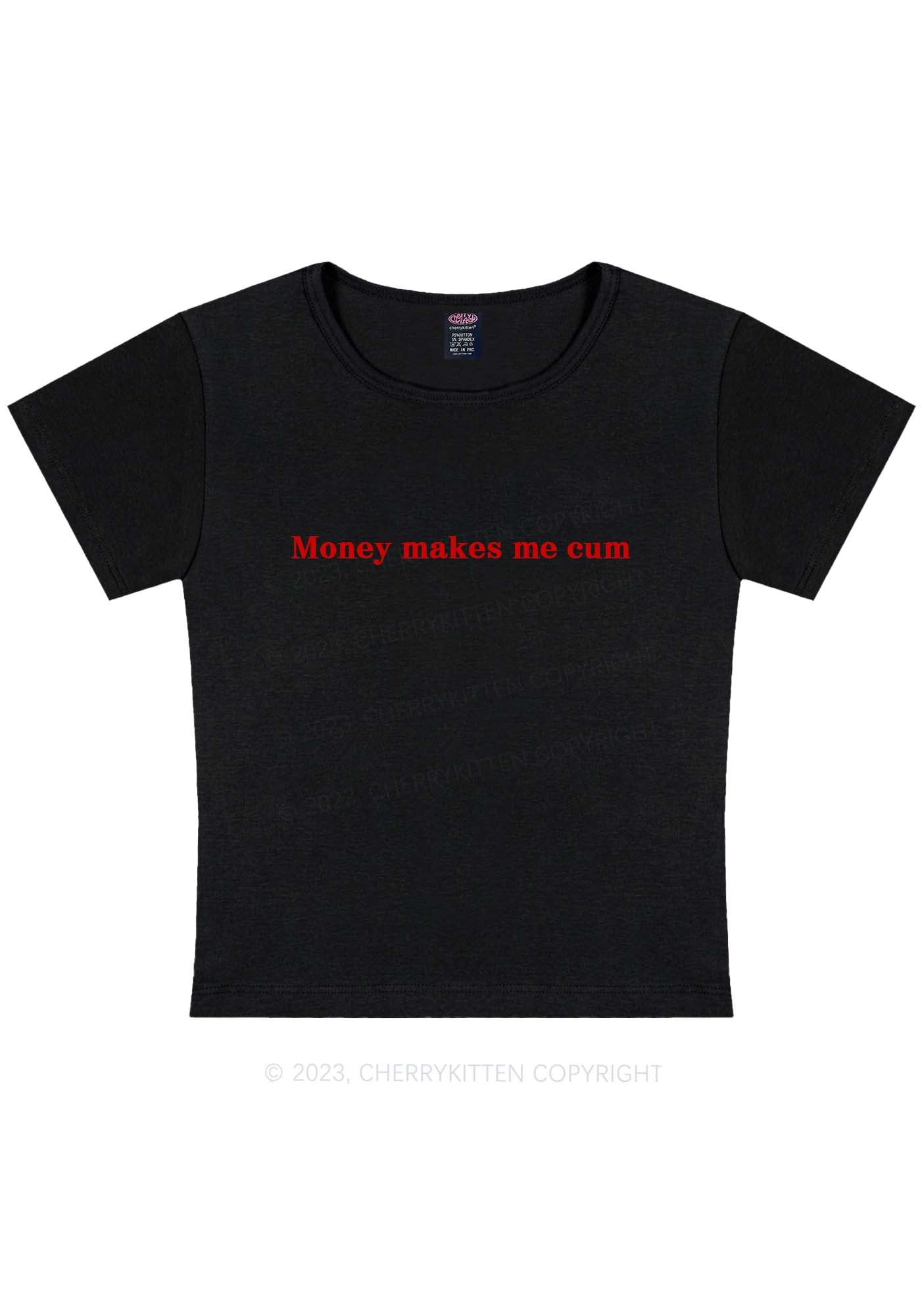 Curvy Money Makes Me Come Y2K Baby Tee Cherrykitten