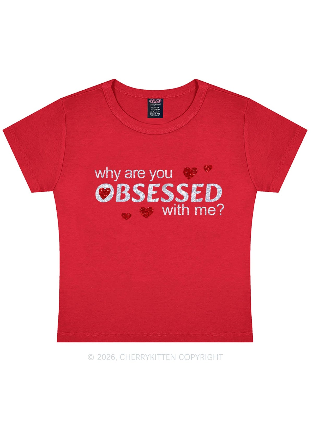 Glitter Obsessed With Me Y2K Baby Tee Cherrykitten