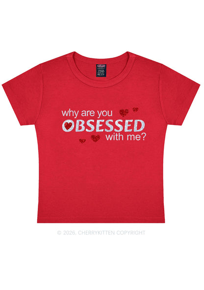 Glitter Obsessed With Me Y2K Baby Tee Cherrykitten