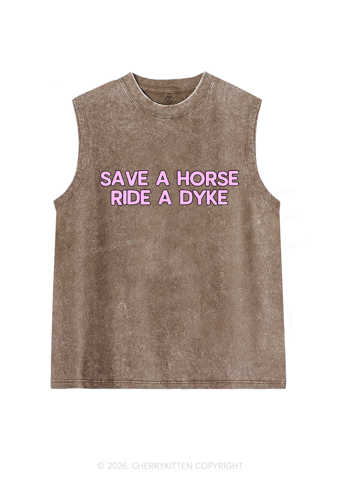 Save Horse Ride Dyke Pride Y2K Washed Muscle Tank Cherrykitten
