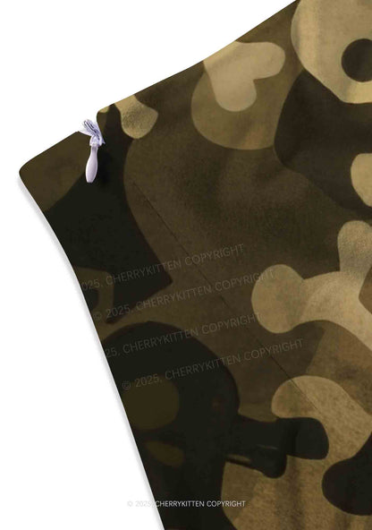 Halloween Camouflage Skulls Y2K Print Mini Skirt Cherrykitten