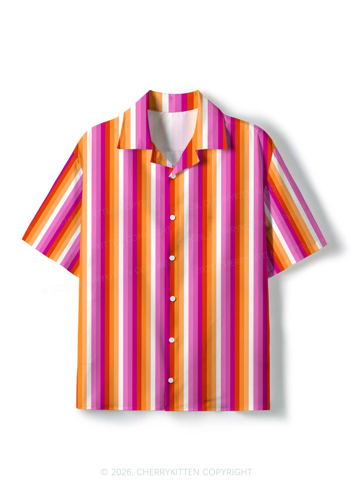 Lesbian Flag Pride Y2K Print Hawaiian Shirt Cherrykitten