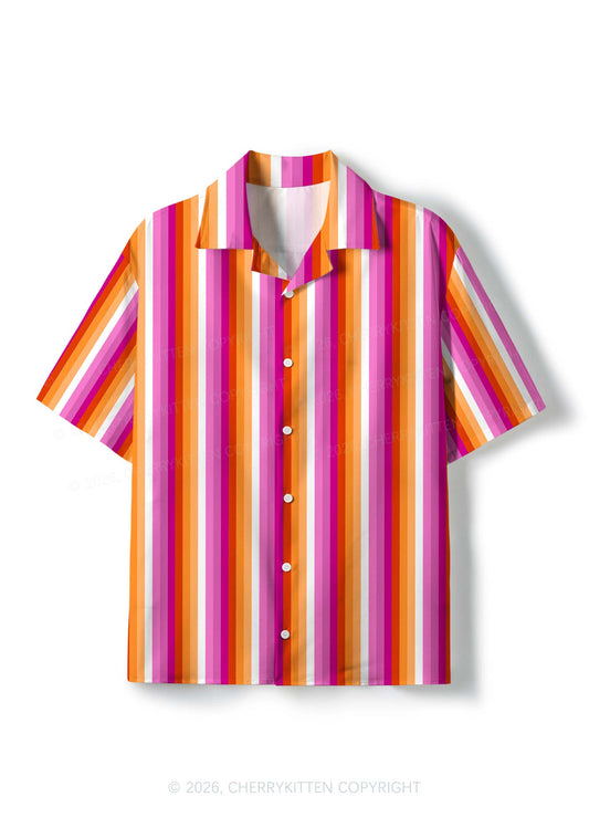 Lesbian Flag Pride Y2K Print Hawaiian Shirt Cherrykitten